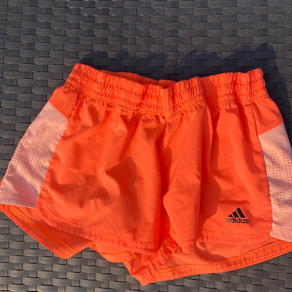 Orange athletic adidas shorts size m